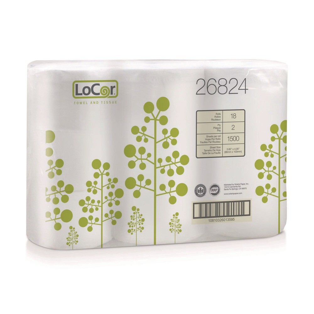 LoCor 26824 2-Ply High-Capacity Bath Tissue – White (18 Rolls/Carton) New