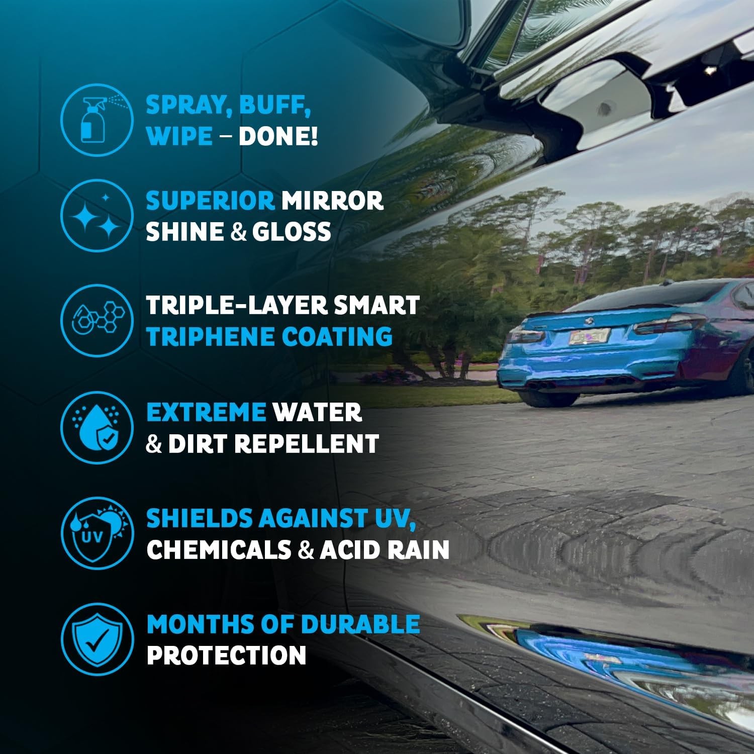 MAXLONE Car Spray Triphene® 20oz x3 + 6 Cloths | Clean, Shine, Protect All-In-1