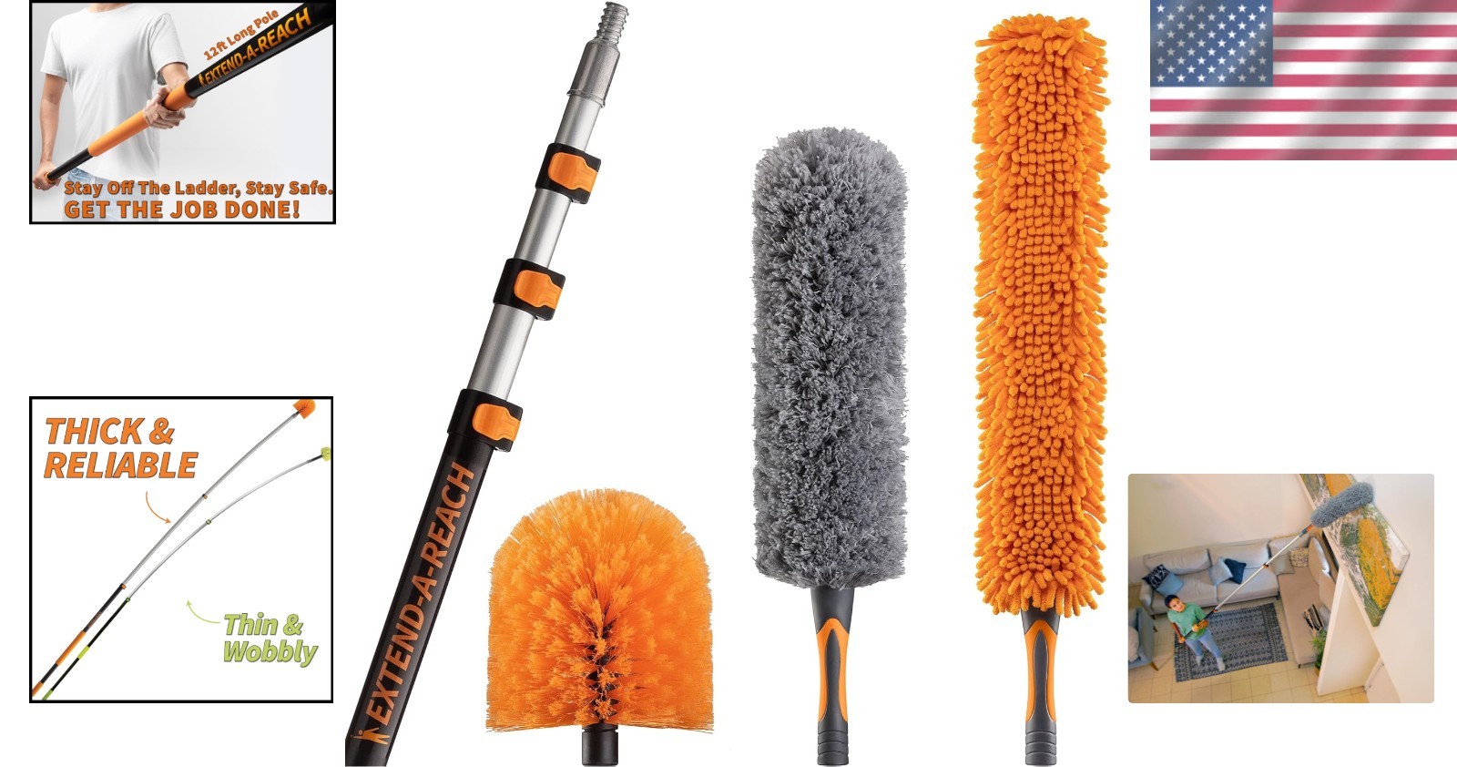 Ultimate 20 ft High Dusting Kit with Multi-Functional Cleaning Attachments