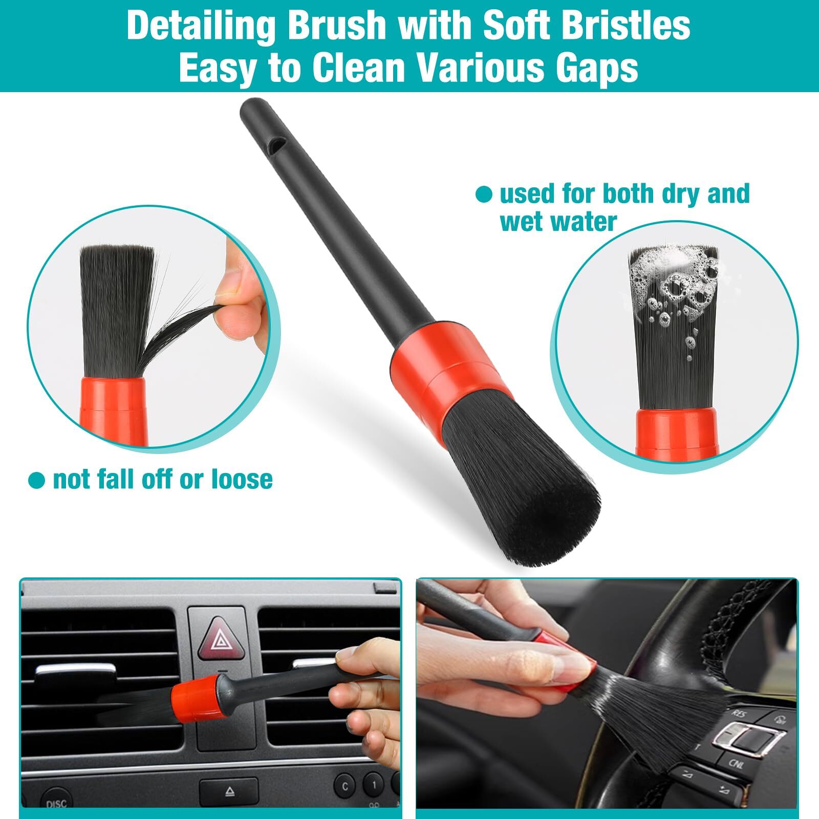 Car Interior Duster Detailing Cleaning Gel Brushes Kit Soft Dust Detail Crevice