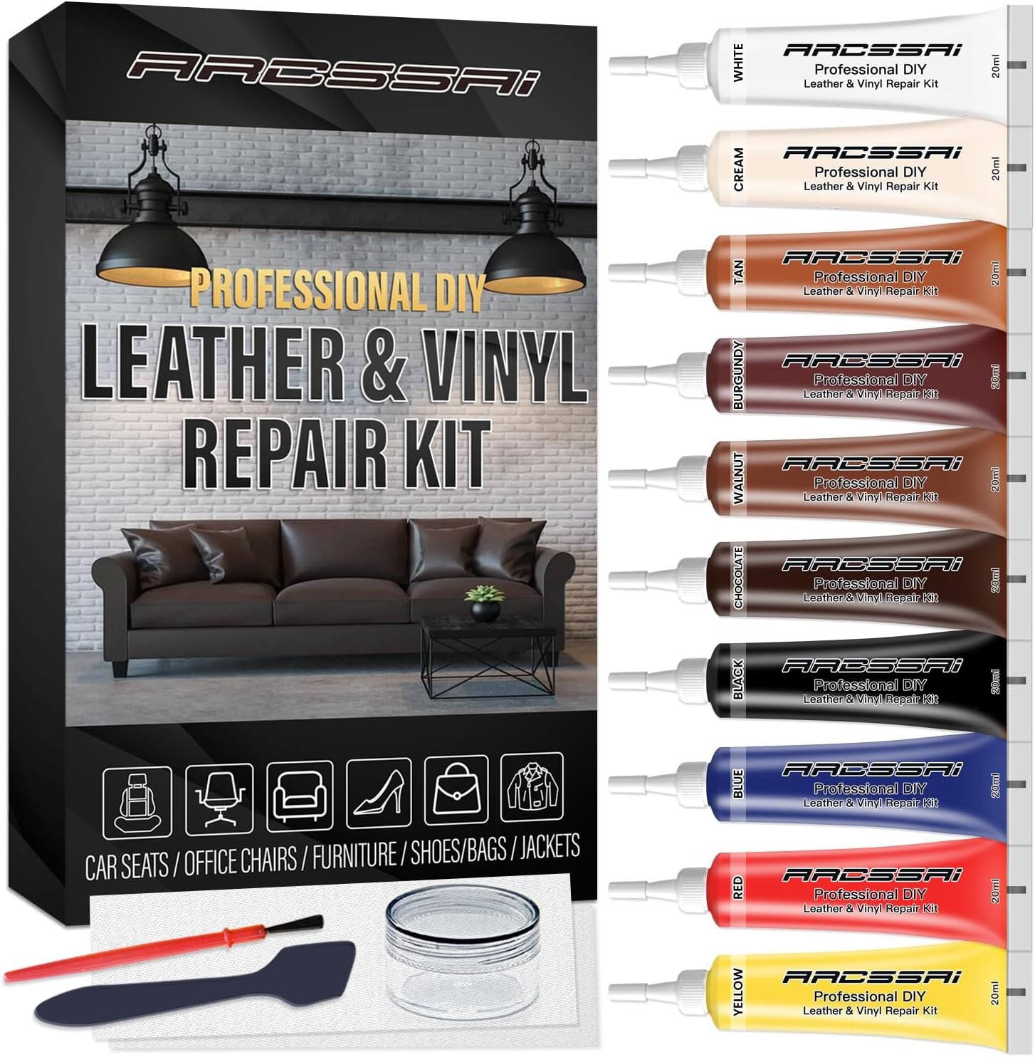 Repair Kit for Furniture, Sofa, Jacket, Car Seats and Purse. Vinyl Repair Kit. S