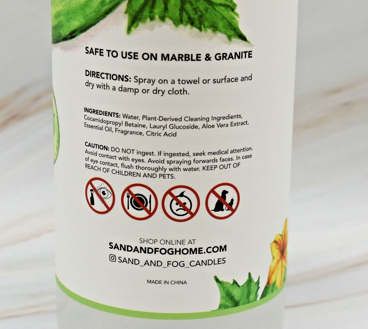 SAND + FOG All Purpose Spray Cleaner Cucumber Water Safe to Use on Granite