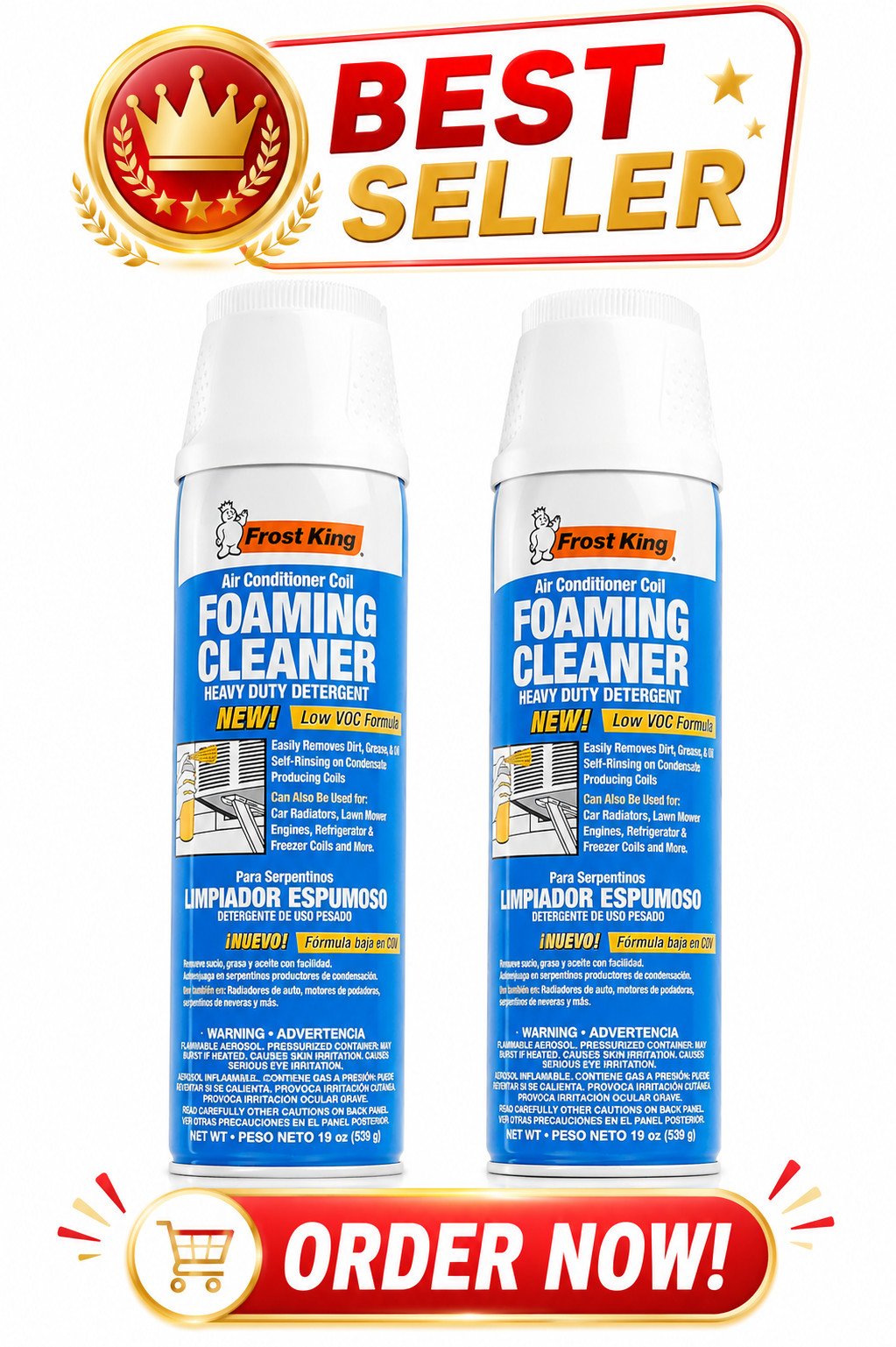 Forest King AC Coil Cleaner Foam – 2 Pack – Powerful Condenser Sprayer