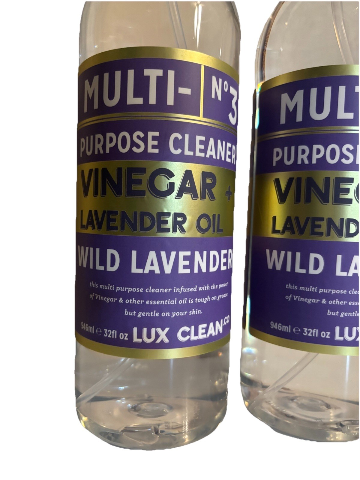 2 Lux Clean Vinegar & Wild Lavender Oil No 3 Multi-Purpose Spray Cleaner 32oz