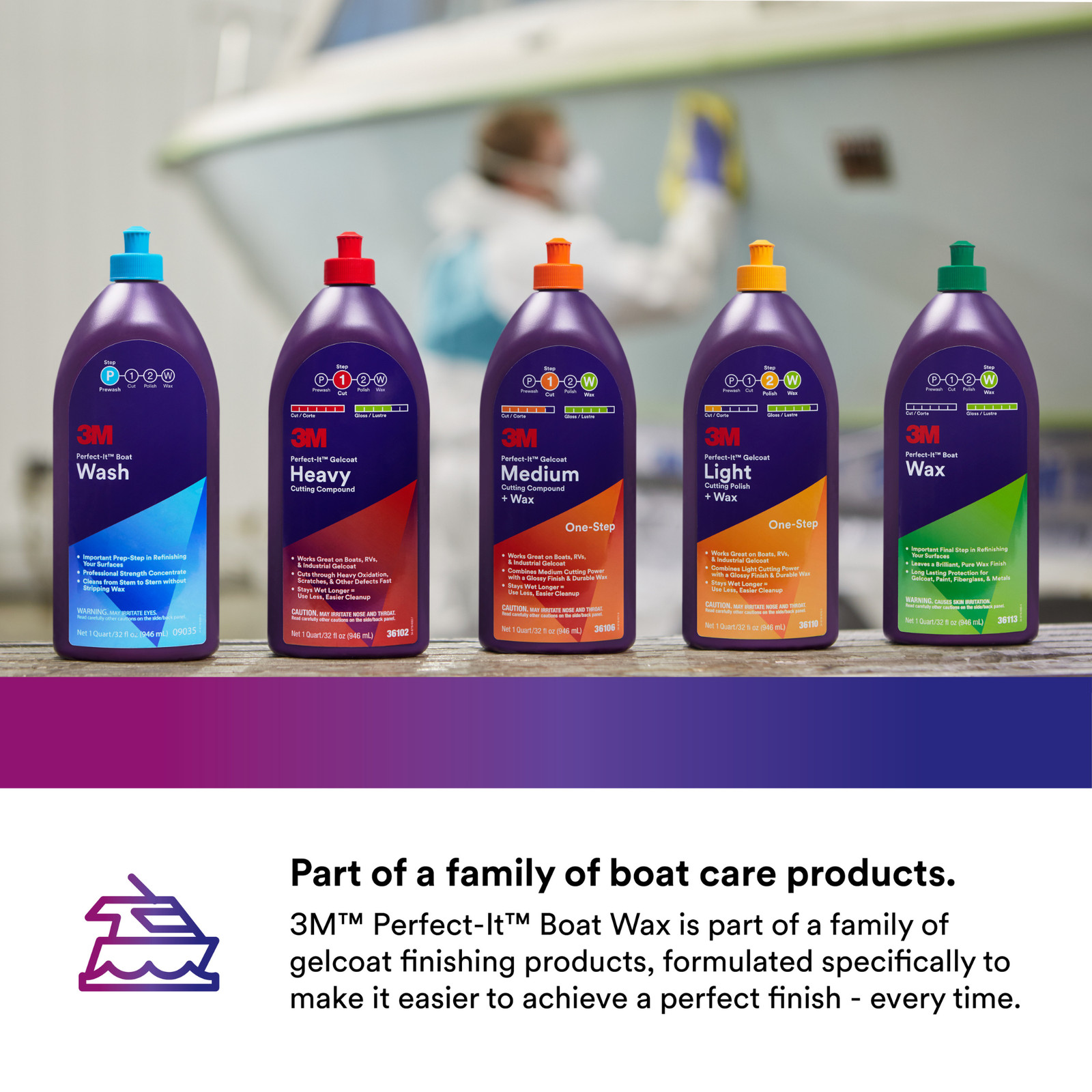 3M Perfect-It Gelcoat Heavy Cutting Compound: 1 quart (White)
