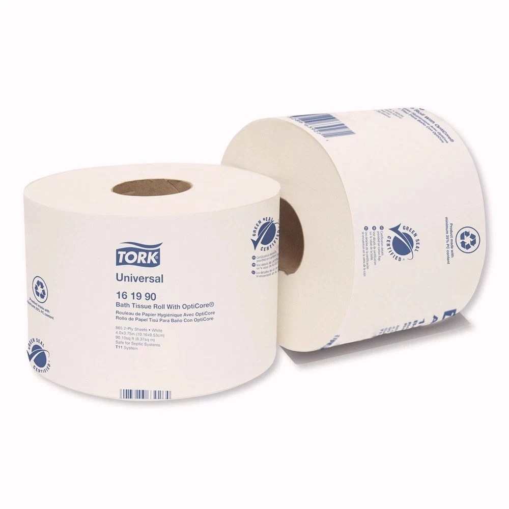 Tork 161990 2-Ply Universal Bath Tissue Roll w/ OptiCore – White (36/Carton) New