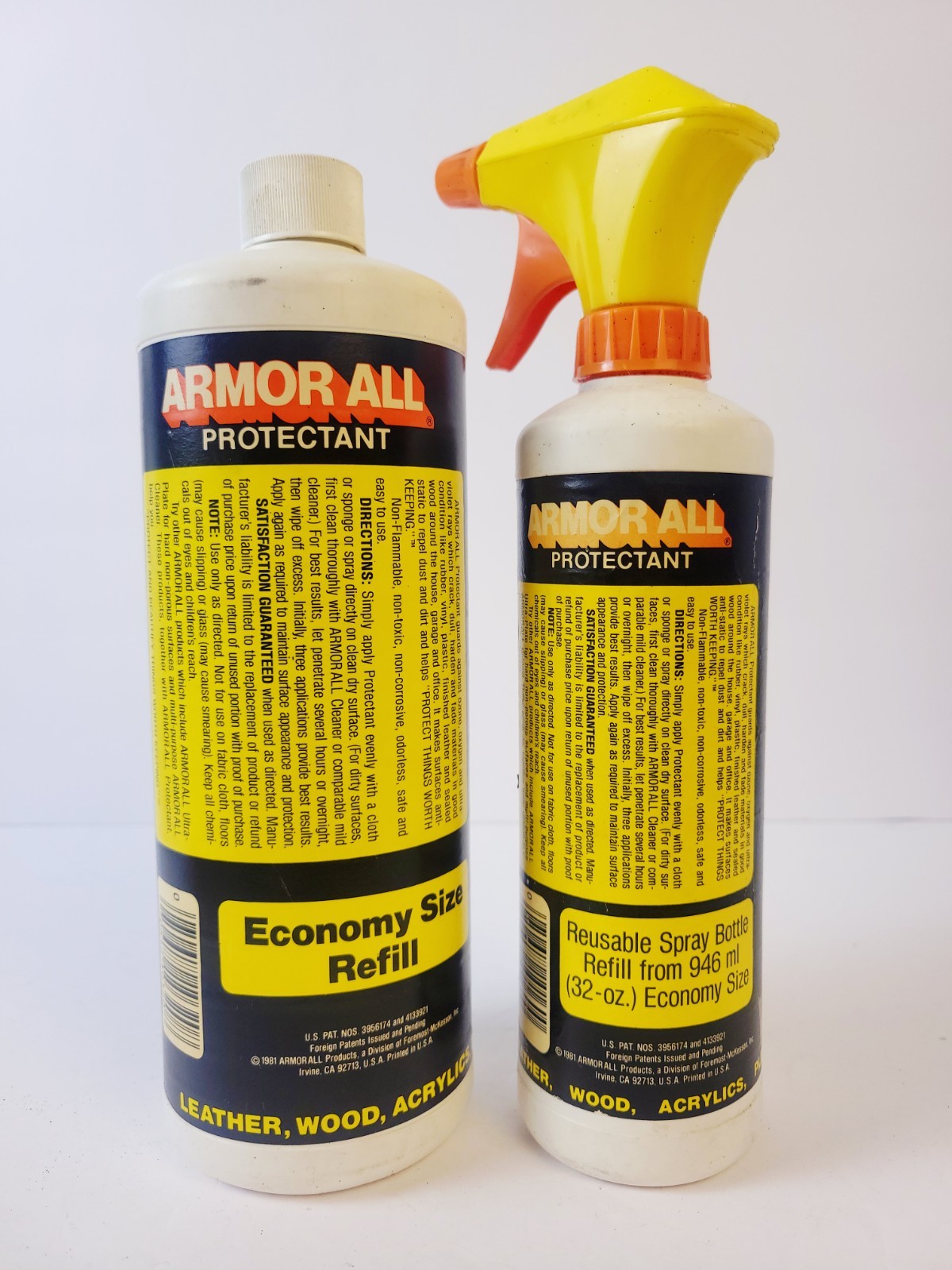 Vintage 1981 ARMOR ALL Cleaner NOS Refill & Spray Bottles 50 Fl Oz Total