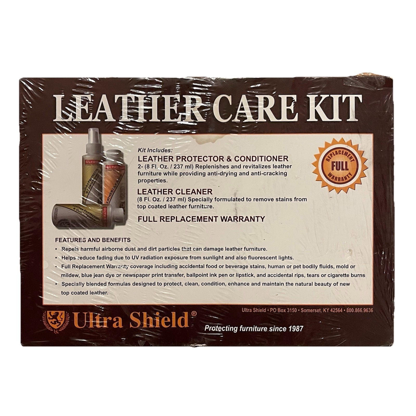 Ultra Shield Leather Care Kit Cleaner & Conditioner New