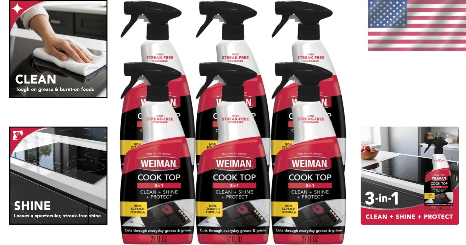 Cooktop & Oven Cleaning Spray – 6-Pack Streak-Free Formula