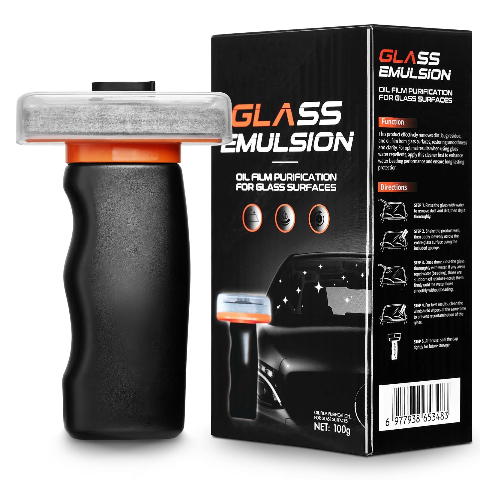 Glass Oil Film Remover for Car Windshield, Handheld Roll-On Glass Emulsion Cl…