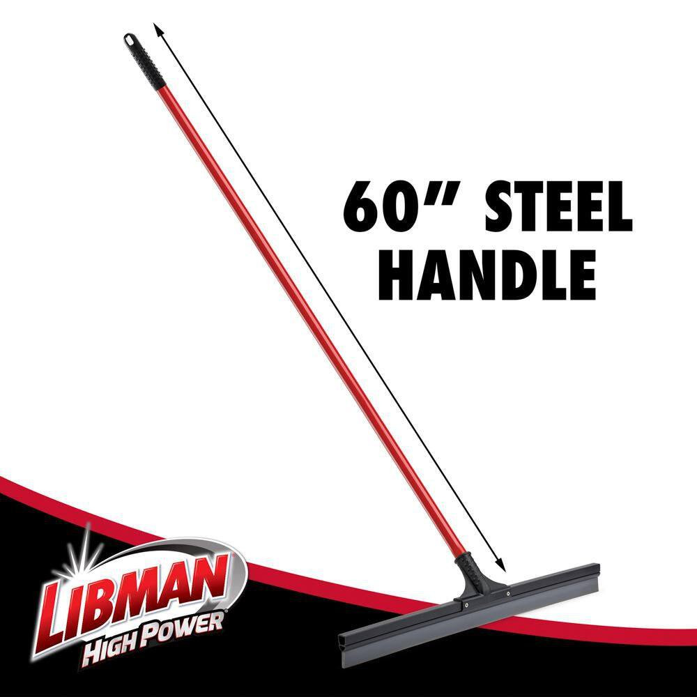 24 In. PVC High Power Multi-Surface Rubber Floor Squeegee with 60 In. Steel Hand