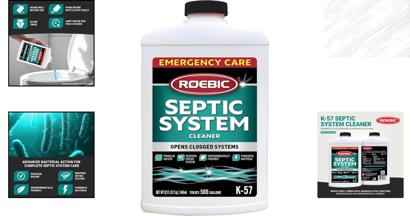 32 Oz Unscented Septic Cleaner for 500-Gallon Systems – Prevent Clogs Easily