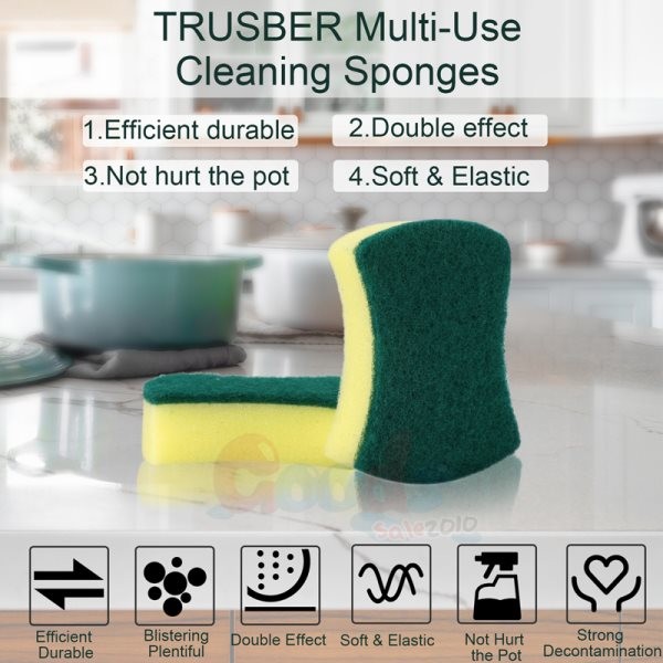 Dishwashing Sponge | Absorbent Kitchen Grease Cleaner| Pot Rust Stain Brush