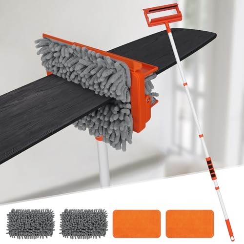 Ceiling Fan Cleaner Duster with 62.5″ Extendable Handle, Reusable Chenille & Mic