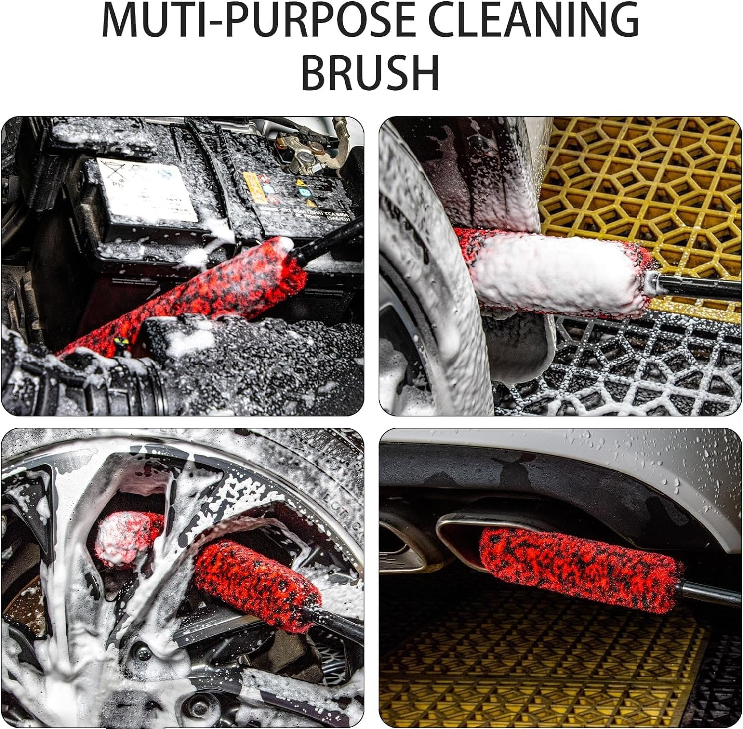 Metal Free Soft Wheel Cleaner Brush, Synthetic Wool Car Cleaning Brush, Highly W