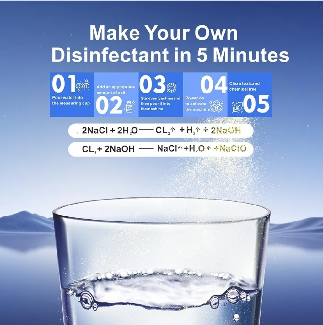 2000ML Hypochlorous Acid Generator & Countertop Bleach Maker