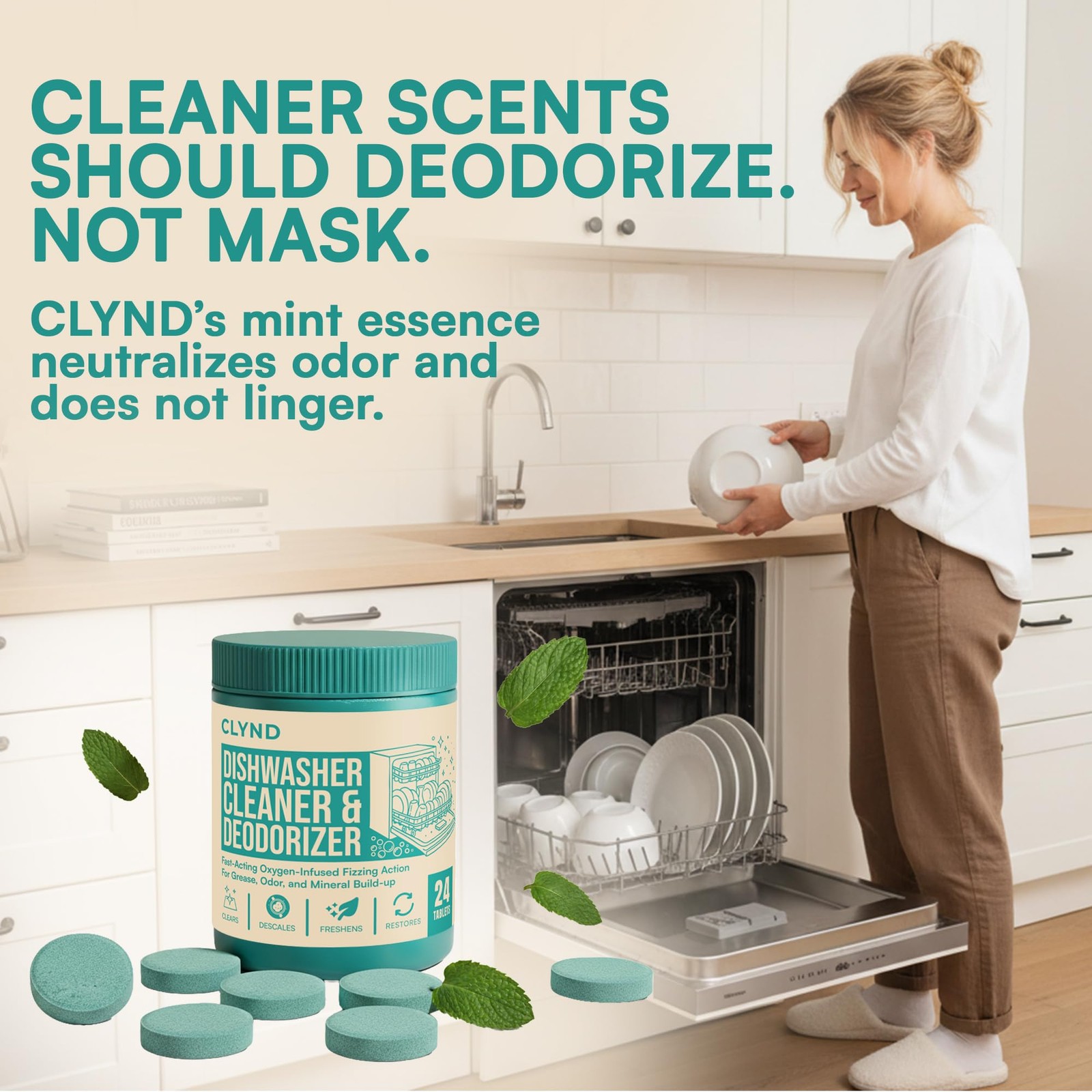 Dishwasher Cleaner and Deodorizer Tablets 24 Pack Deep Clean Dishwasher Clea…