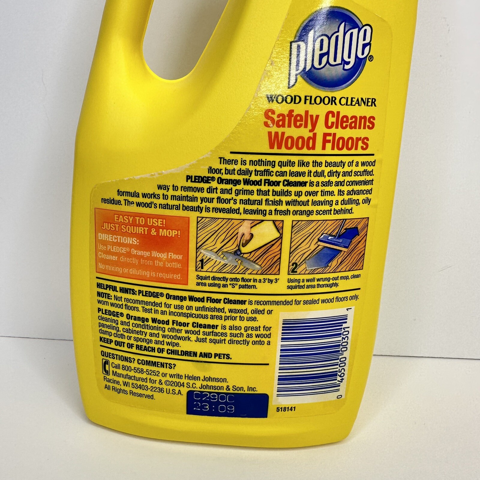 Pledge Wood Floor Cleaner Orange No Dulling Oily Residue 32 Fl Oz SC Johnson New