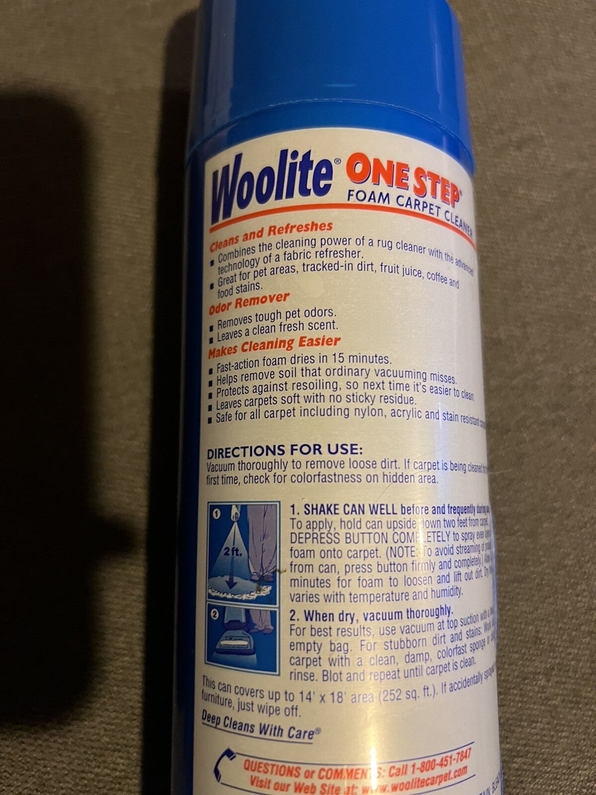 Woolite One Step Foam Carpet Cleaner Pets Dirt Coffee Stains Clean Refresh New