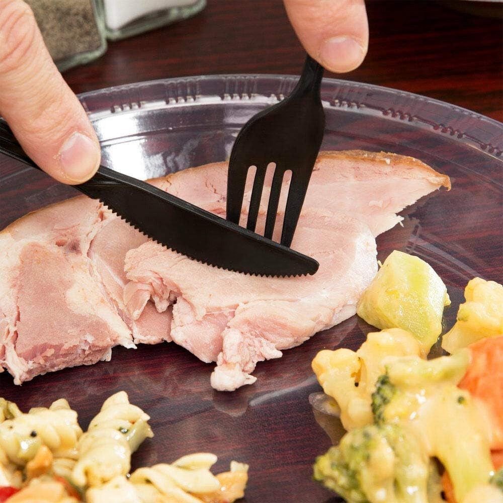 450 Black Plastic Cutlery Packets – Knife, Fork, Spoon, Napkin, Salt, Pepper S