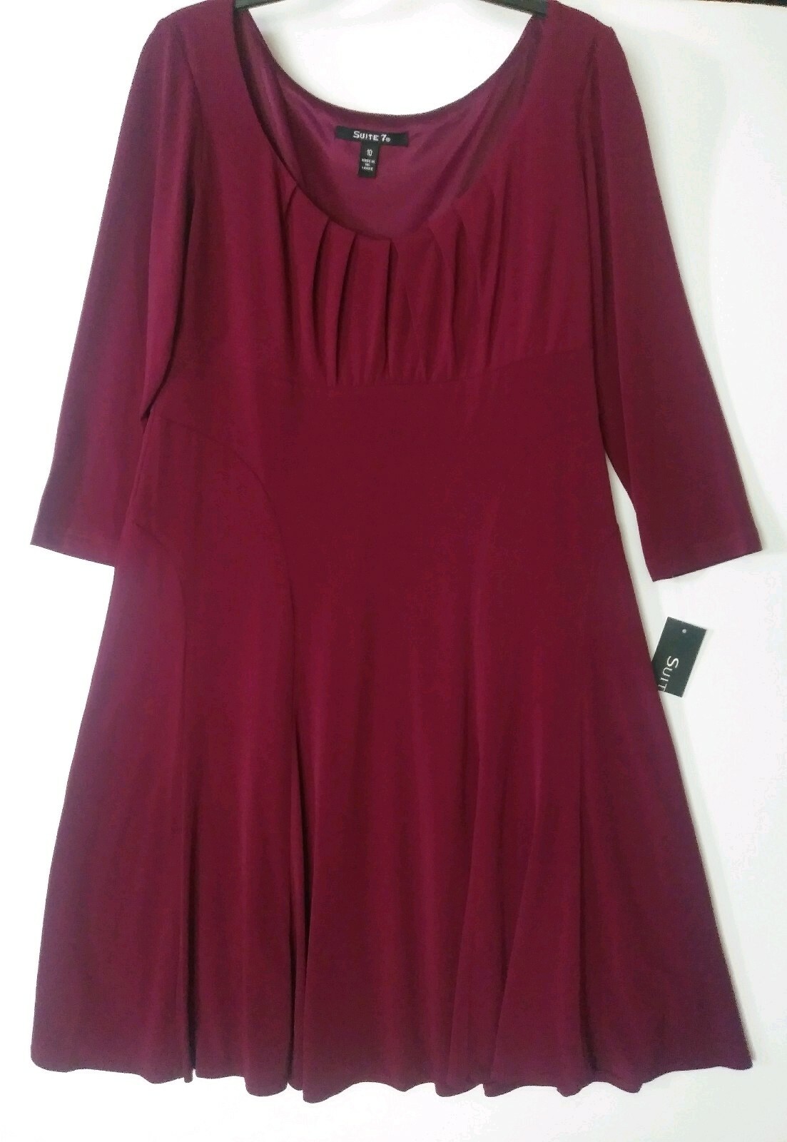 SUITE 7 FLARE & FIT STRETCH DRESS COLOR MERLOT WINE SIZE 10 NWT STYLE #L3D62M-KH