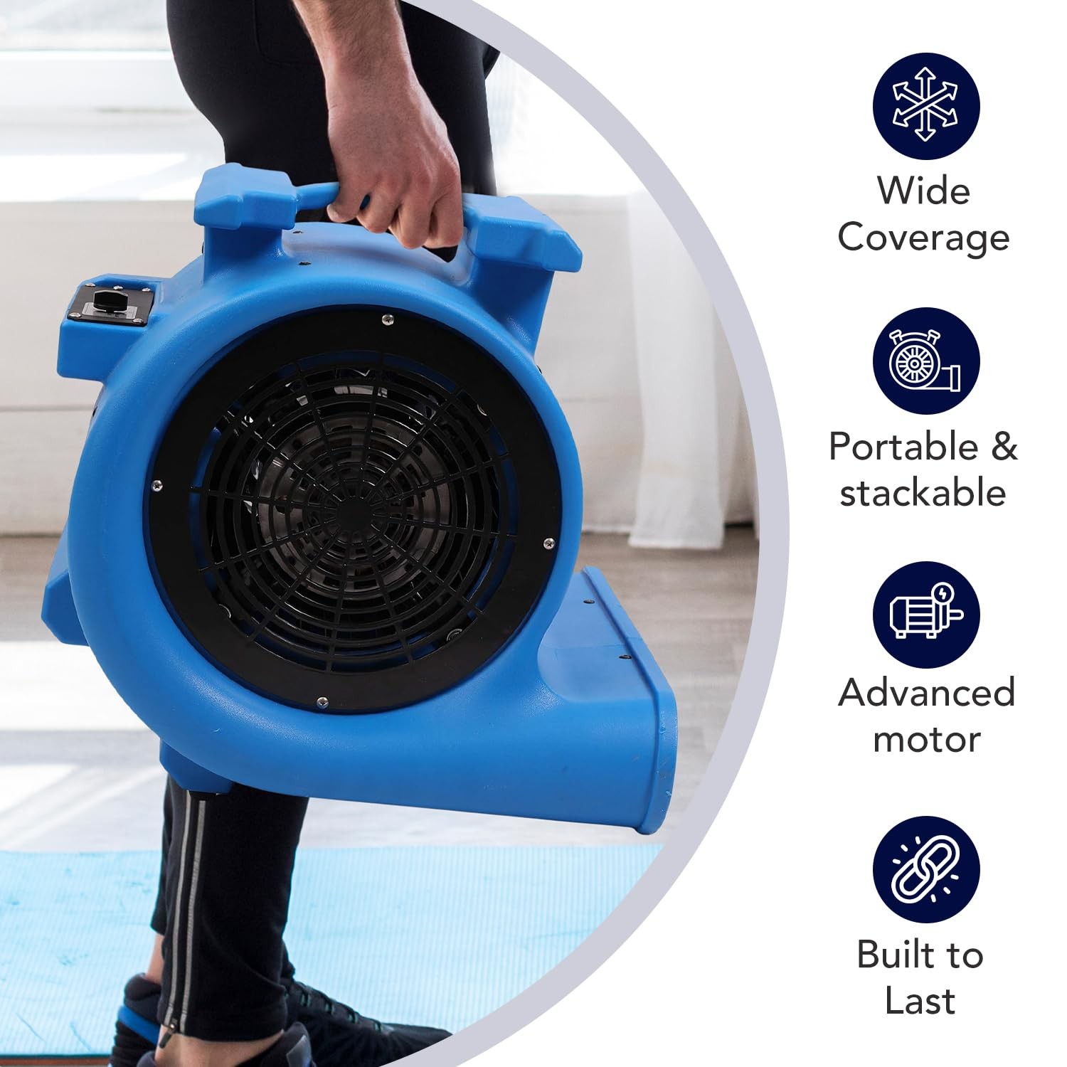 MOUNTO 3-Speed Air Mover 1HP 4000+ CFM Monster Floor Blower Carpet