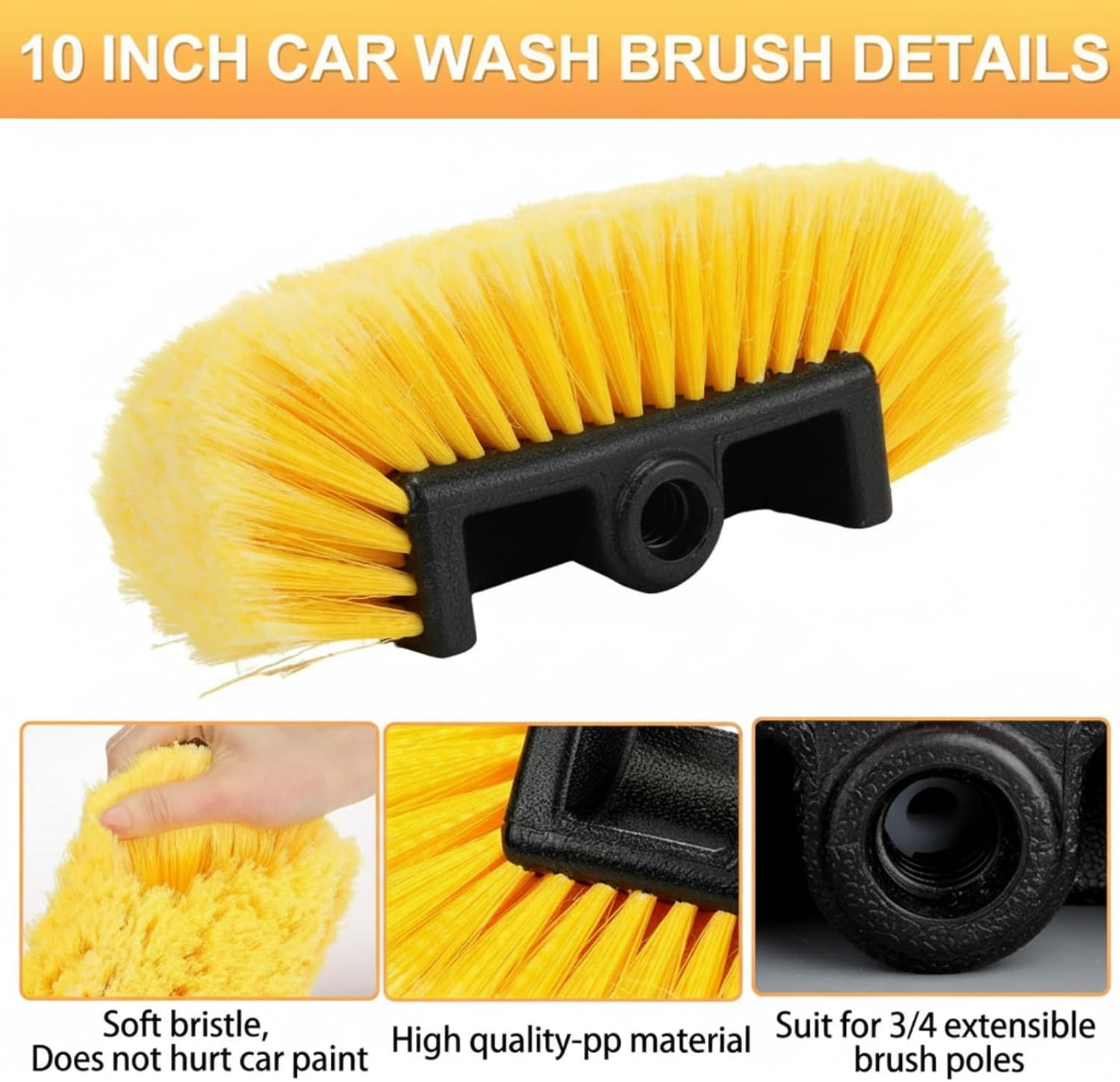 8 Pcs Car Wash Brush Head with Soft Detailing Bristle Flow Thru Car Cleaning Bru