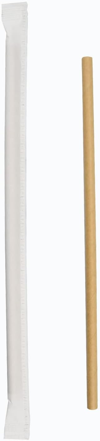 Brown Kraft Paper Drinking Straws, 7.75″ Long, 0.24″ Wide – Individually Wrapp