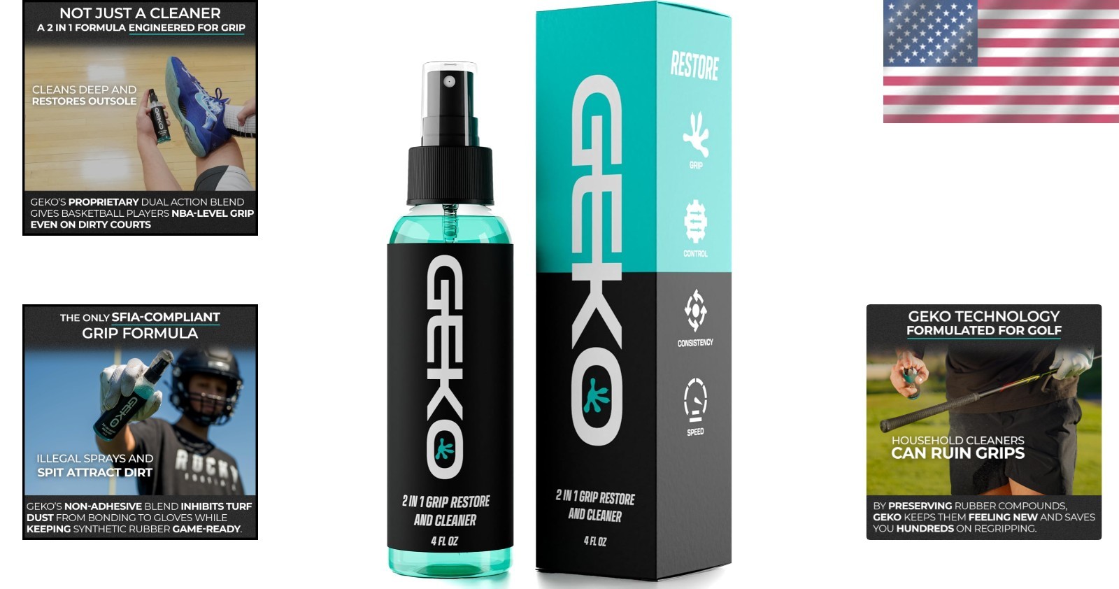 Unisex Geko Sports Grip Restore & Cleaner – Essential 4 Fl Oz Spray for Athletes