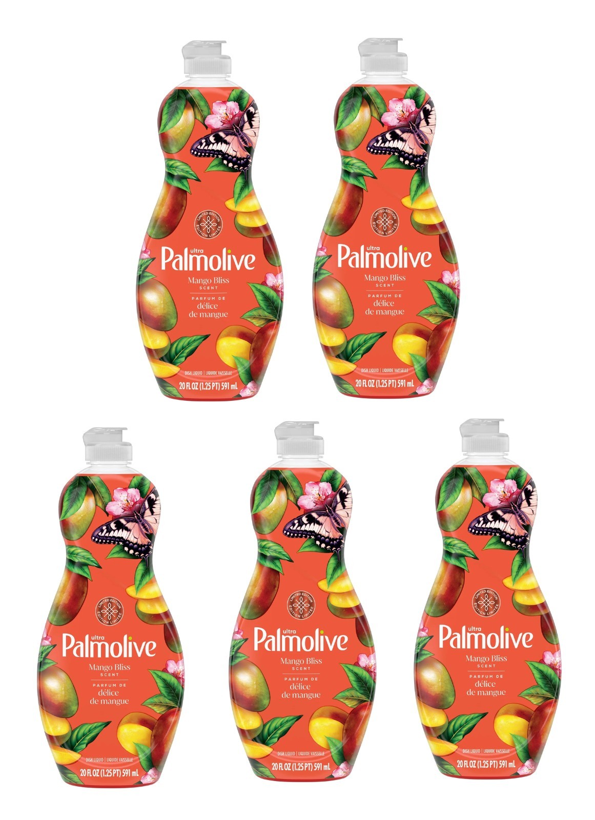 5 Pack Palmolive Ultra Strength Dish Soap Mango Bliss Scent 20 oz Each Lmtd Edit