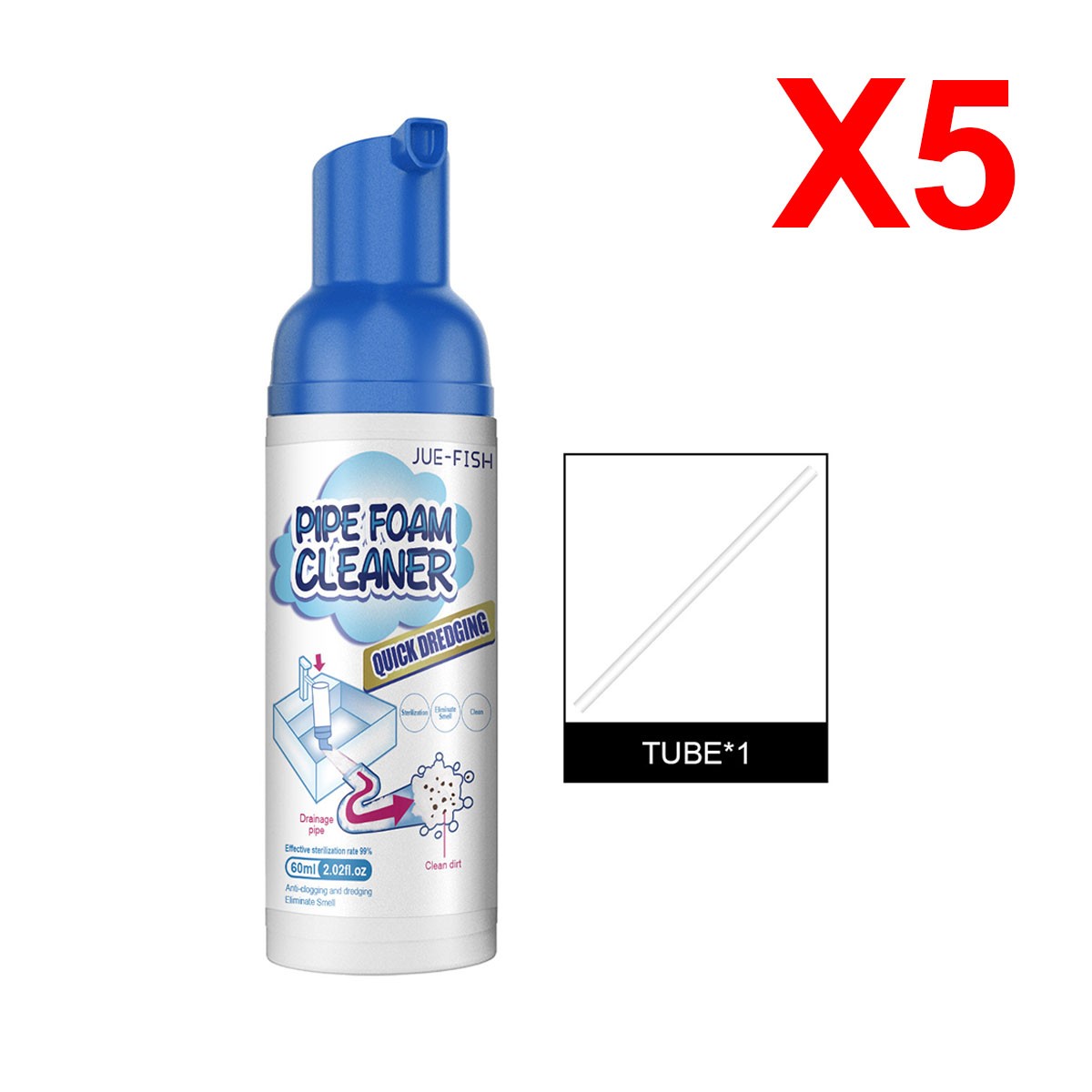 Foaming Drain Cleaner,For Bathroom Kitchen Sink Overflow Fast Clog Removal 60ml