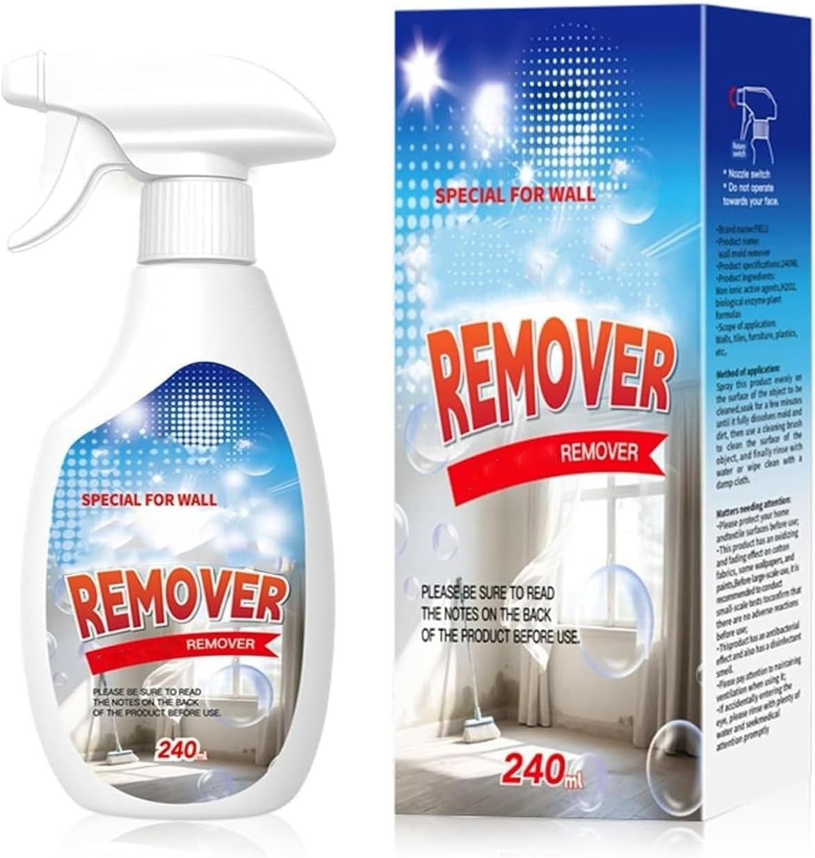 Versatile Wall Remover Spray – 8.12 Fl Oz for Effortless Dirt & Stain Removal