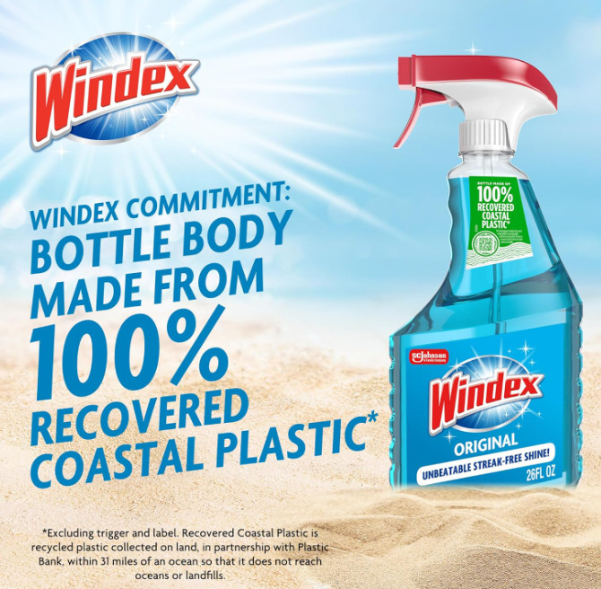 Windex Glass and Window Cleaner Spray Bottle, Packaging Designed to Prevent Leak