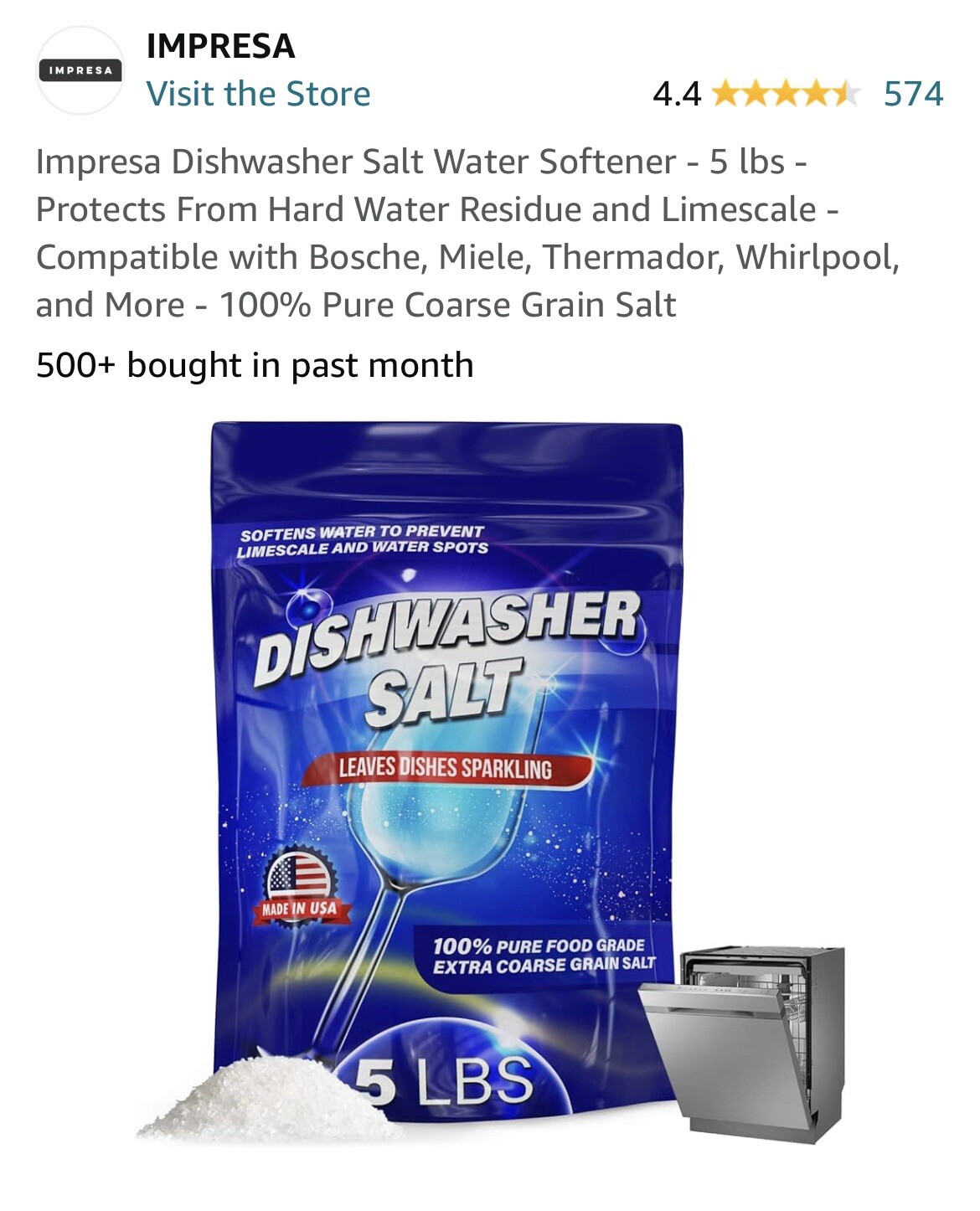 Impresa Dishwasher Salt 5 Lb Bag 1 Pack