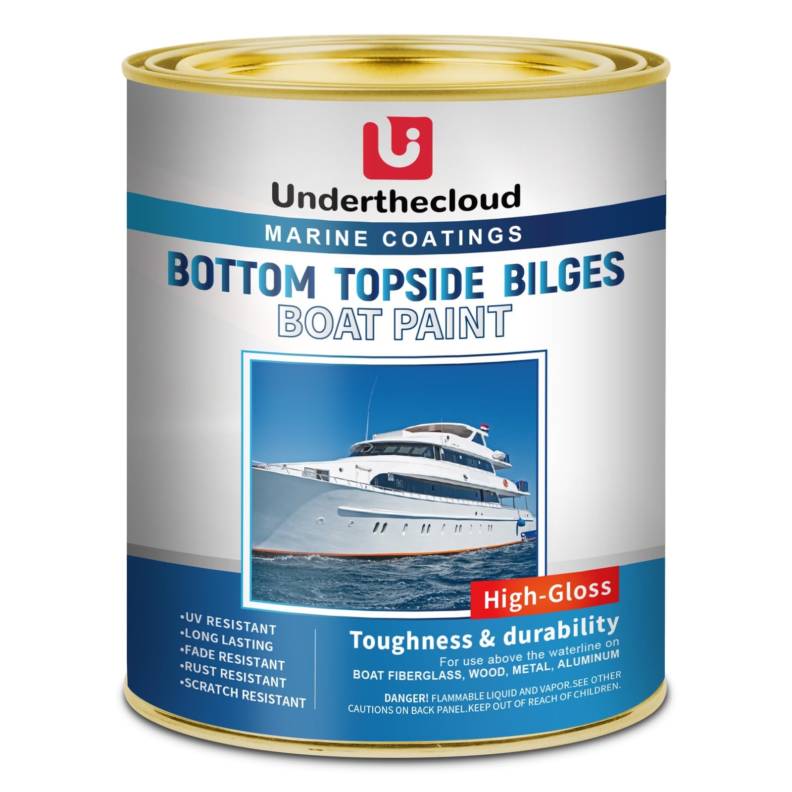 underthecloud Boat Paint 35 Oz Gloss Red Boat Topside Bottom Enamel Paint, Pa…