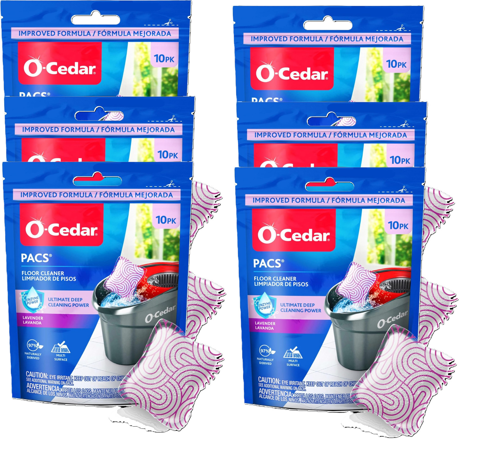 PACS Hard Floor Cleaner, Lavender Scent Enzyme Power (10-Count) (6-Pack)