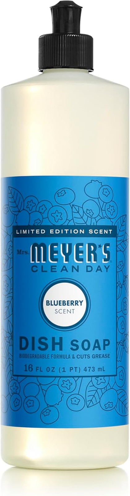 Mrs. MEYER’S Clean Day Liquid Dish Soap, Blueberry Scent, 16 Ounce Bottle