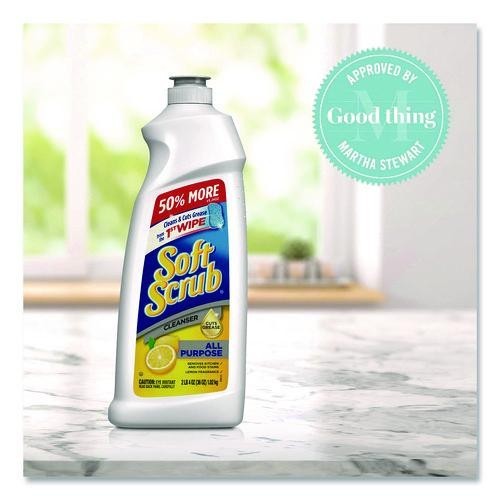Soft Scrub All Purpose Cleanser, Lemon Scent, 24 oz Bottle, 8/Carton