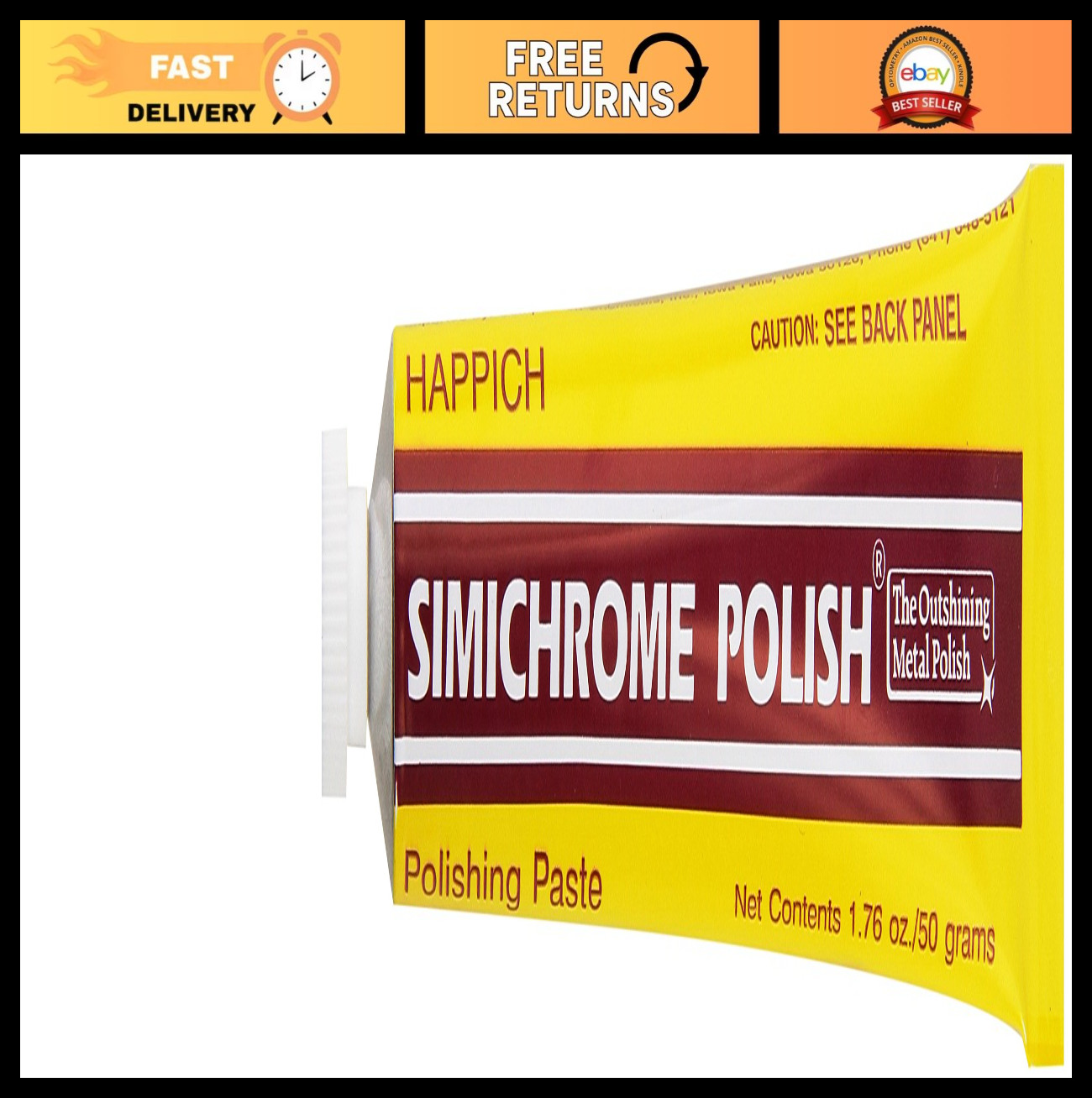 All Metal Polish Cream – 1.76 oz Tube, Heavy-Duty Shine & Protection, Rust Remov