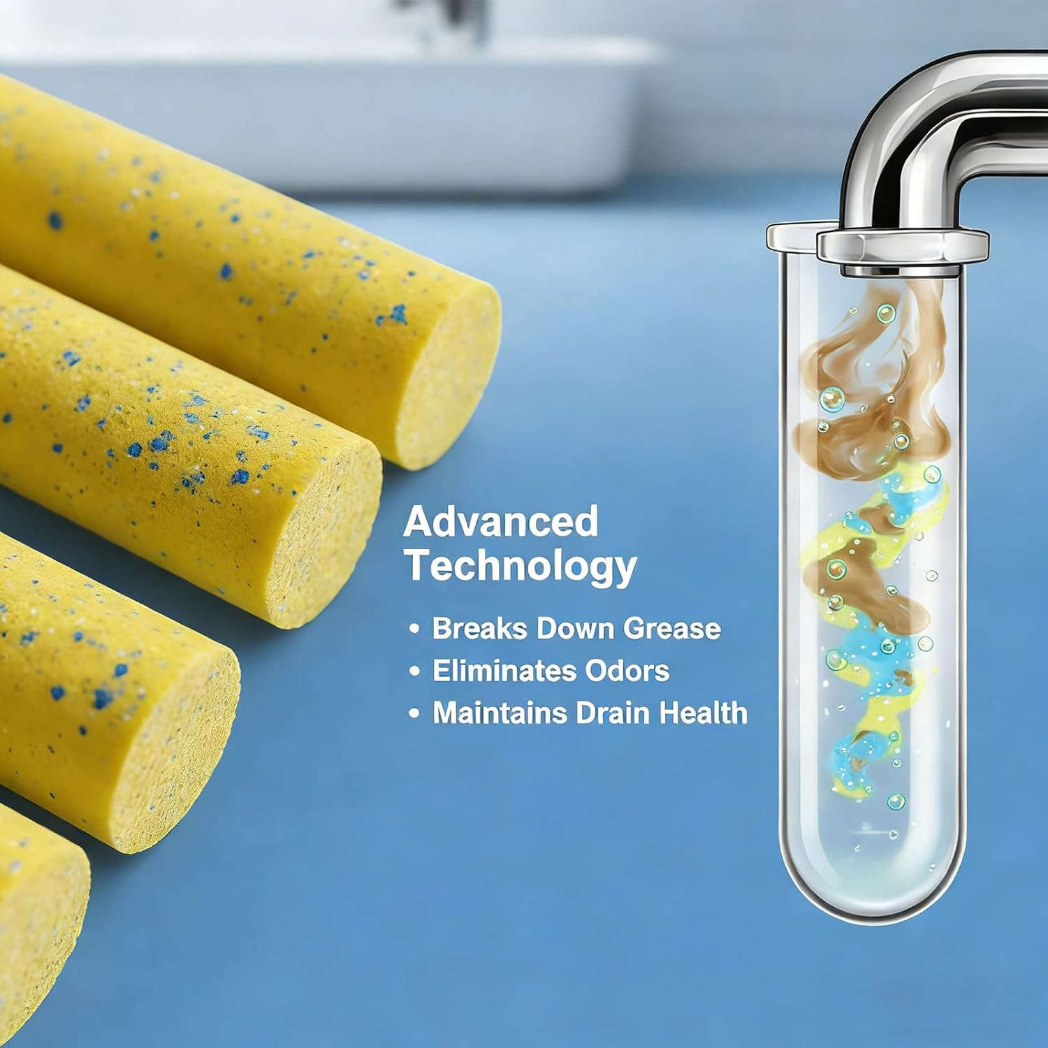 Drain Cleaner and Deodorizer Sticks, 24 Pcs Enzyme Drain Sticks – Natural Clog R
