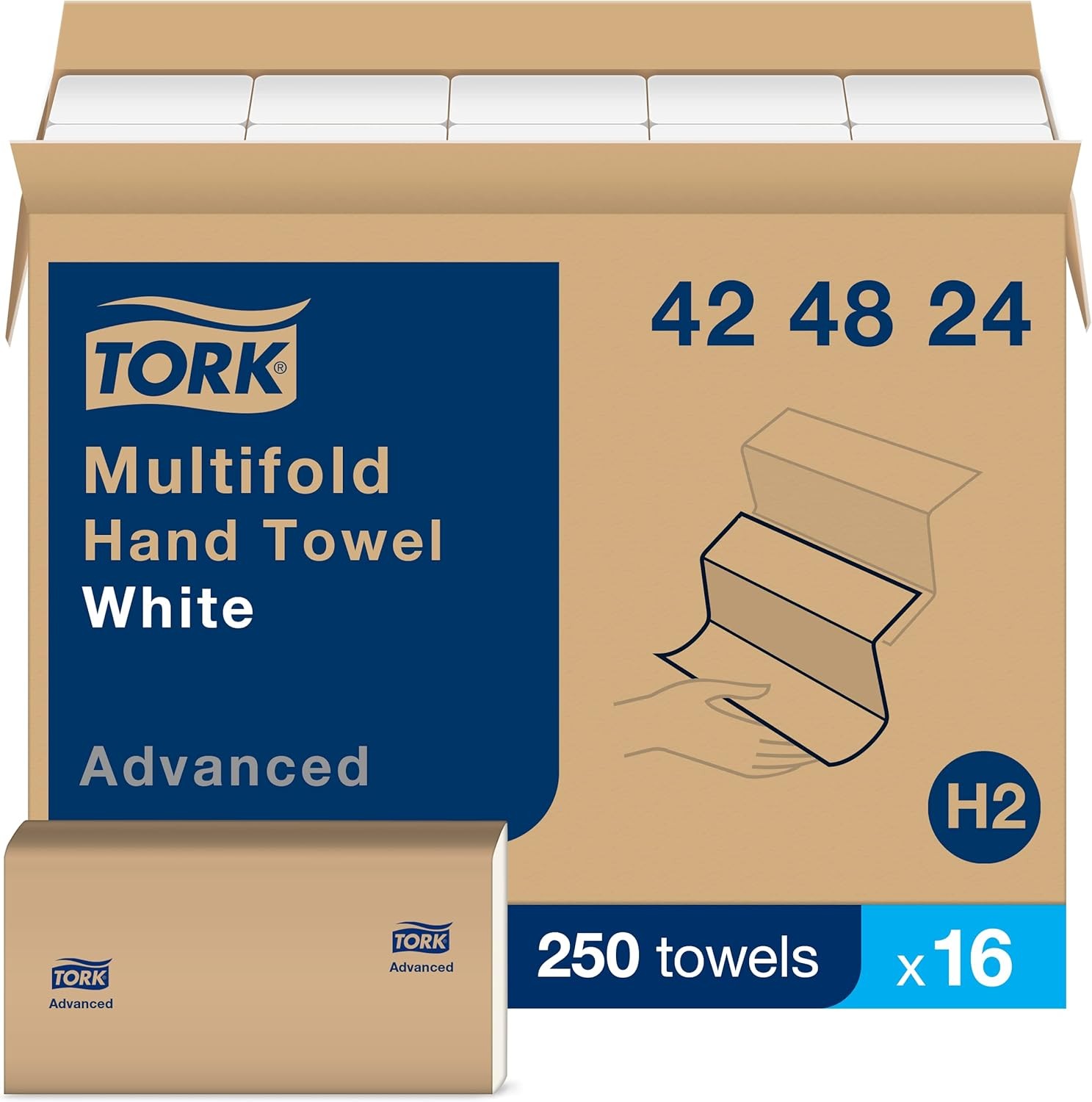 Tork Multifold Hand Towel White, 3-Panel, 250 Towels per Pack, 16 Packs, Fits