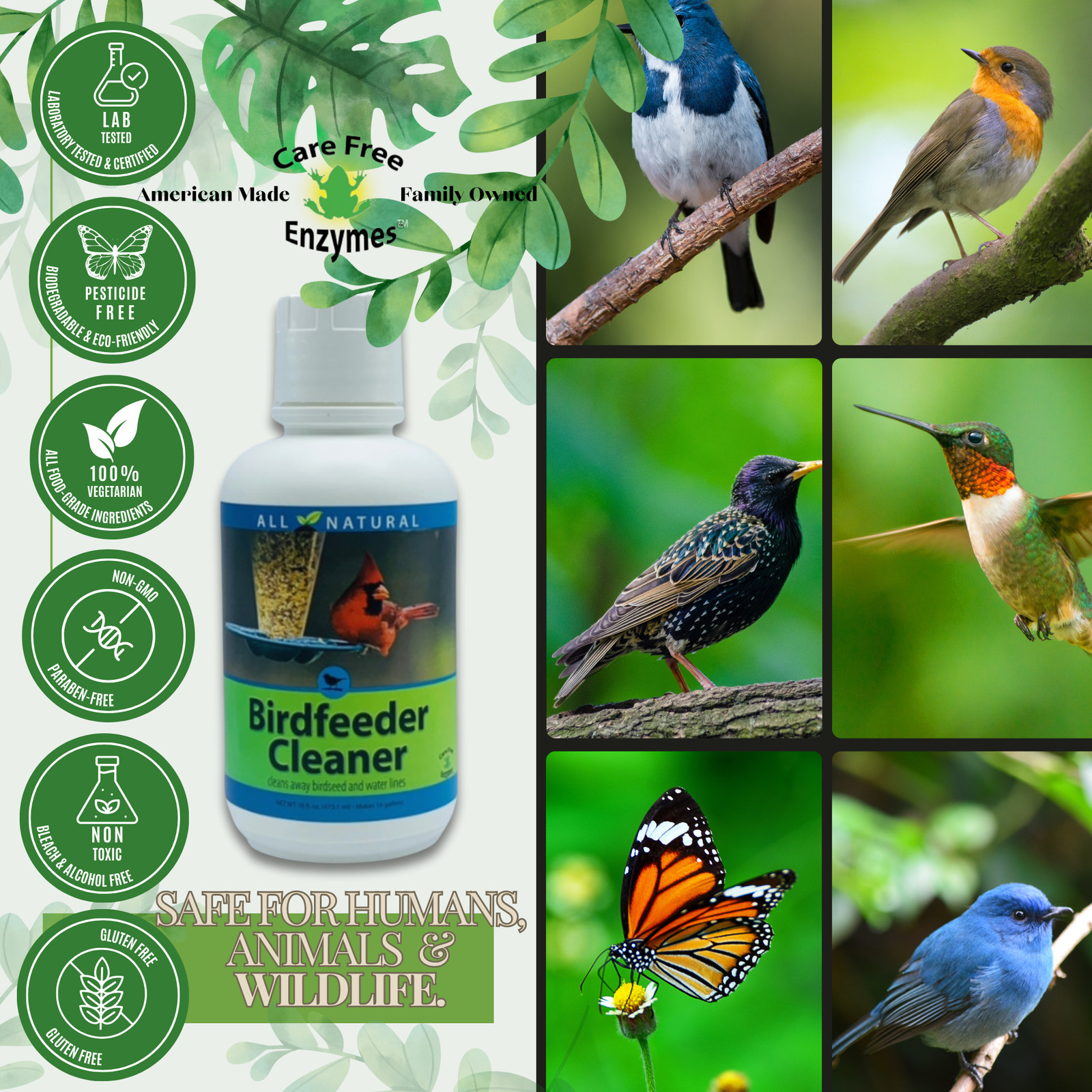 All-Natural Bird Feeder Cleaner & Protector | CareFree Enzymes Birdfeeder Cleane