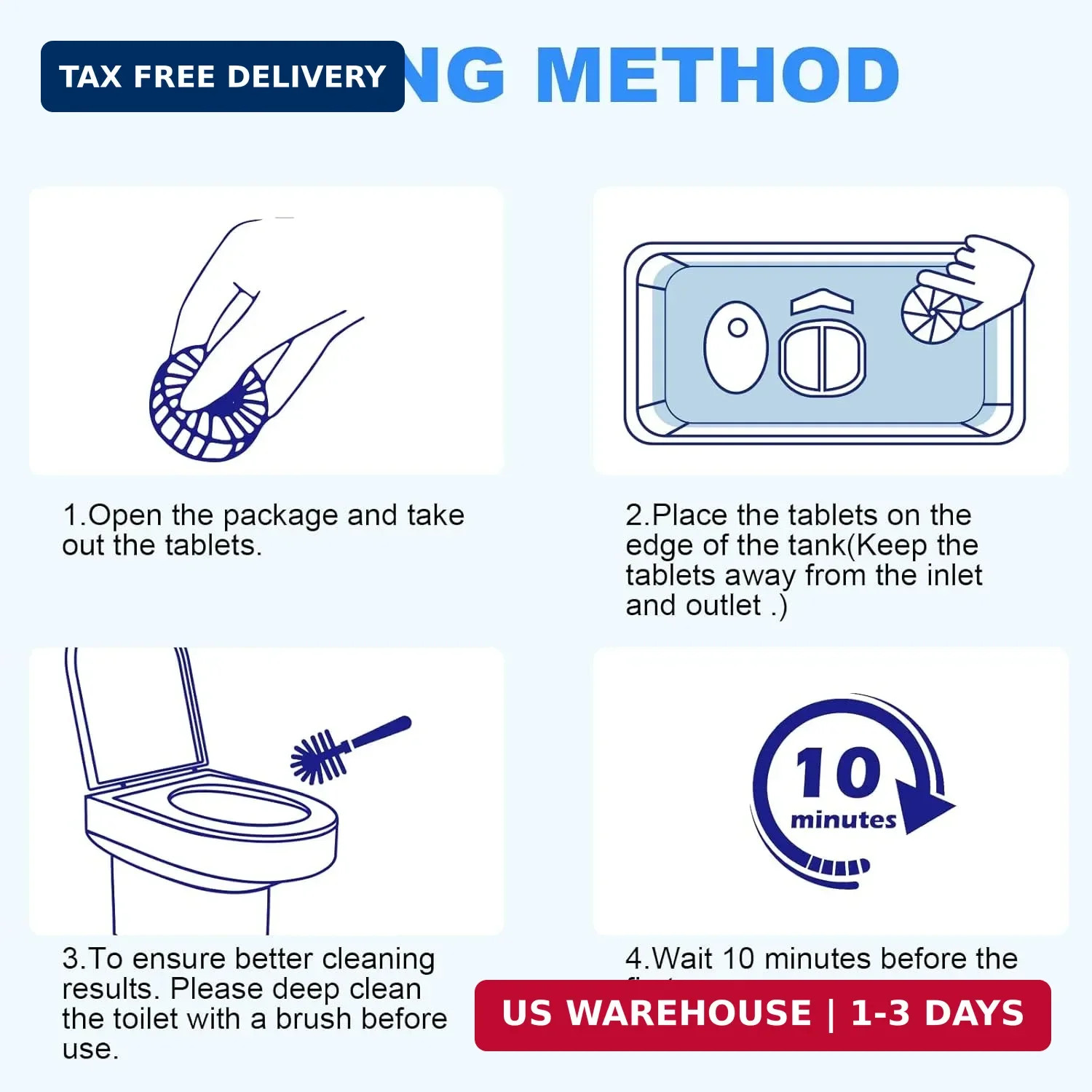 CHMI 100 Pack Toilet Bowl Cleaner Tablets, Long-lasting Bathroom Toilet Tank Cle