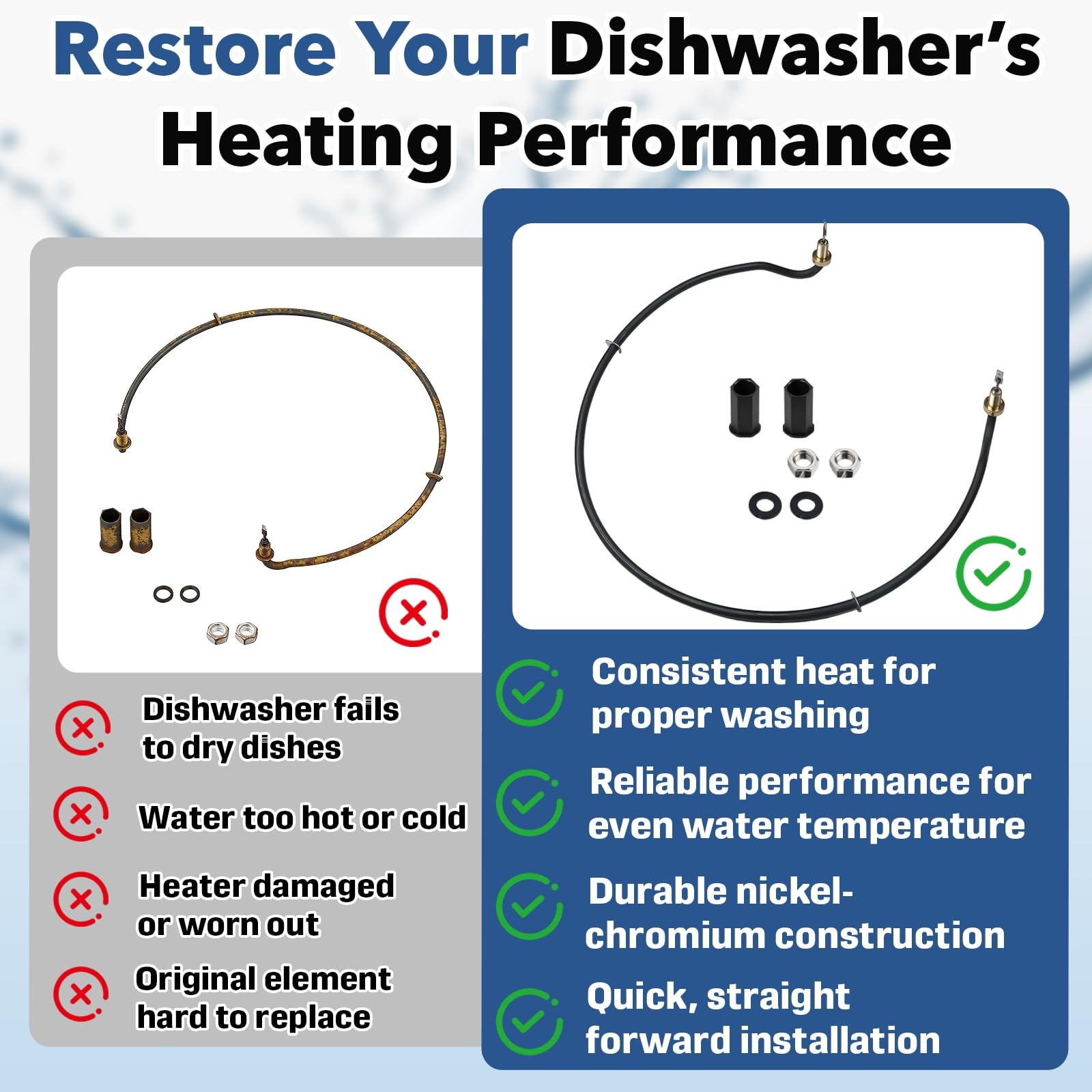 Upgraded W10703867 Dishwasher Heating Element for Whirlpool KitchenAid Kenmor…