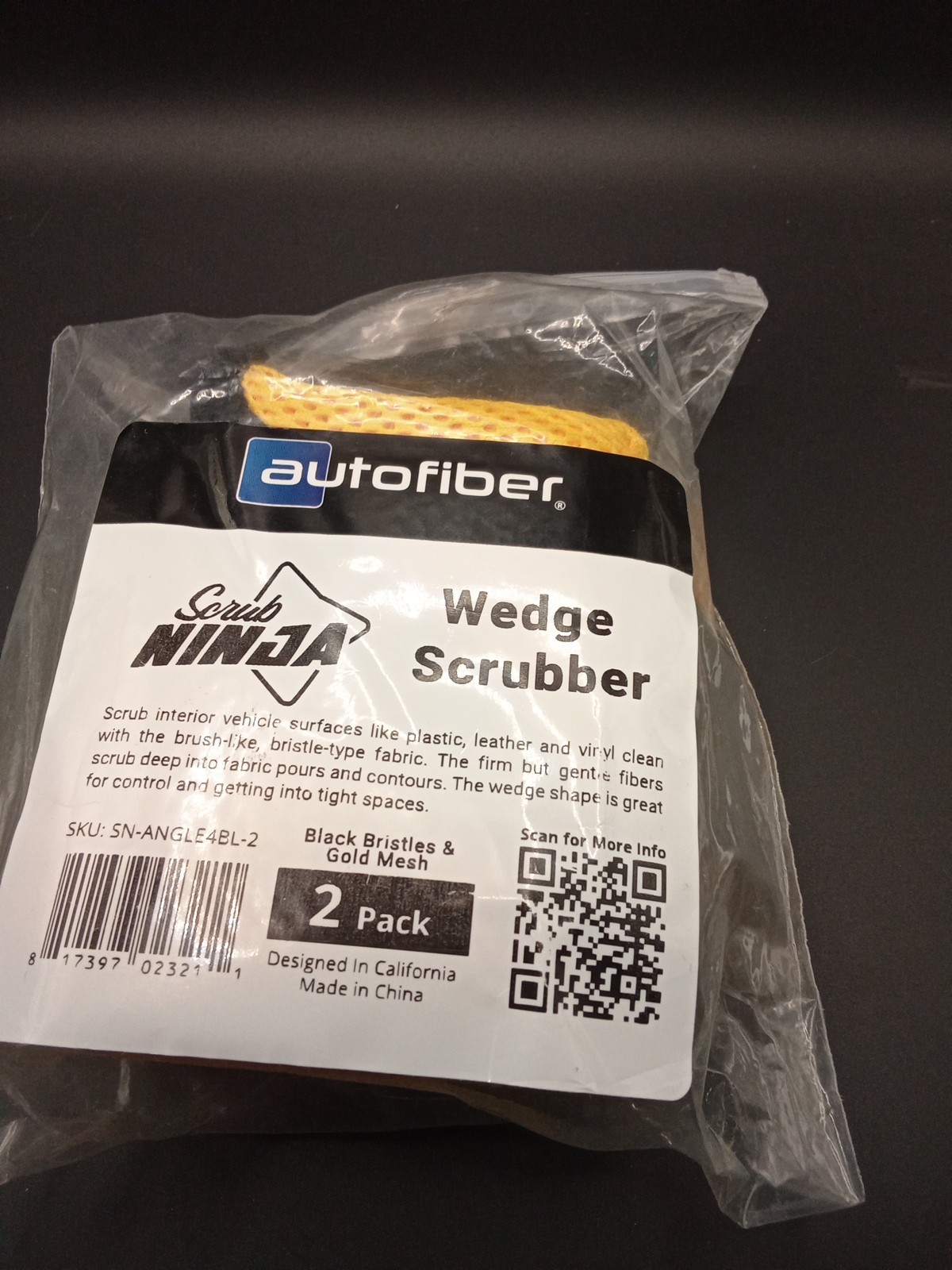 Autofiber Scrub Ninja Wedge Scrubber – 2 Pack, Black/Gold, 5″ x 2.5″ x 2″, NWT B