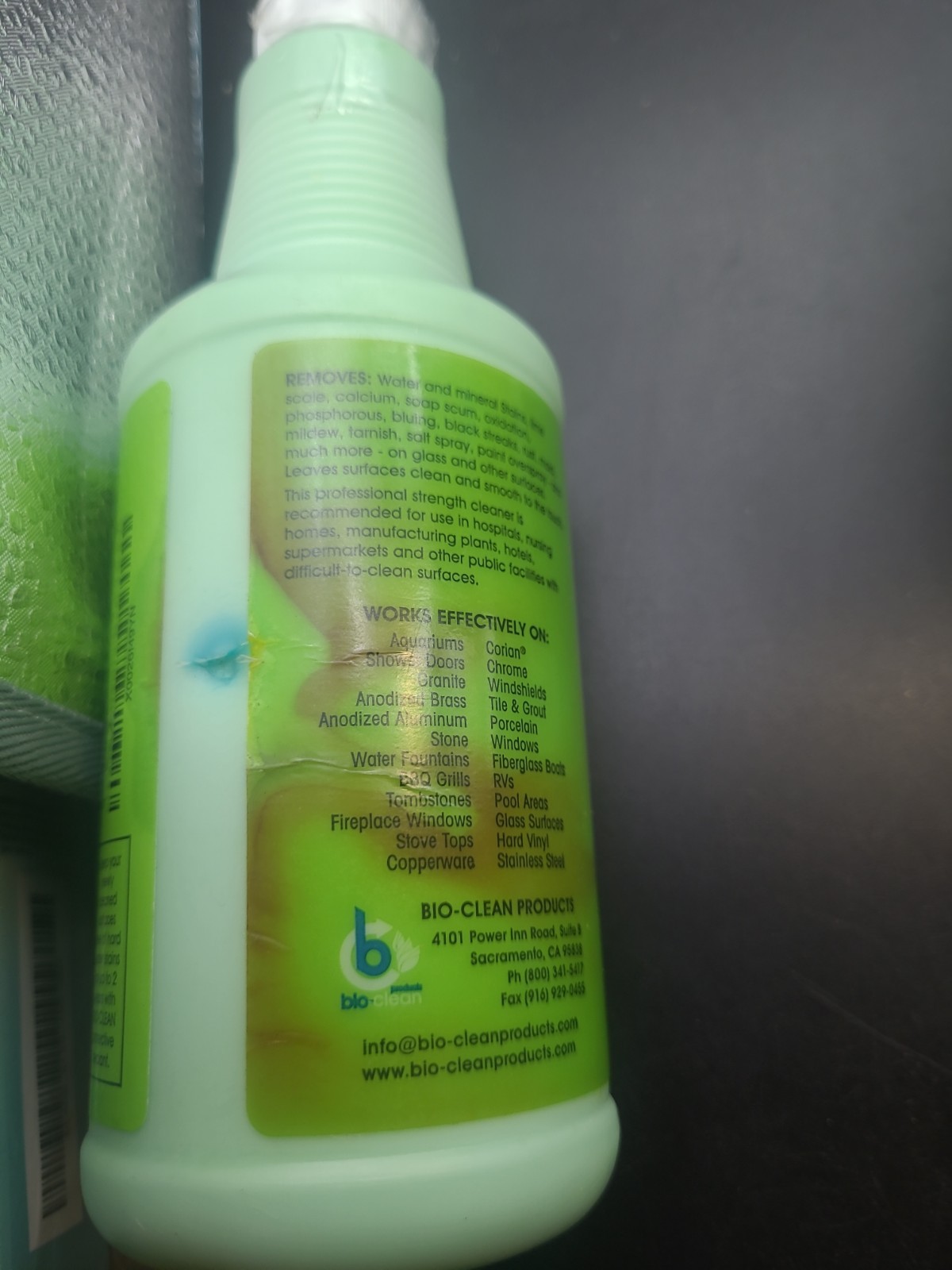2 X Bioclean Hard Water Stain Remover 20.3 Oz. & 40 Oz. Bottles THE GREEN STUFF
