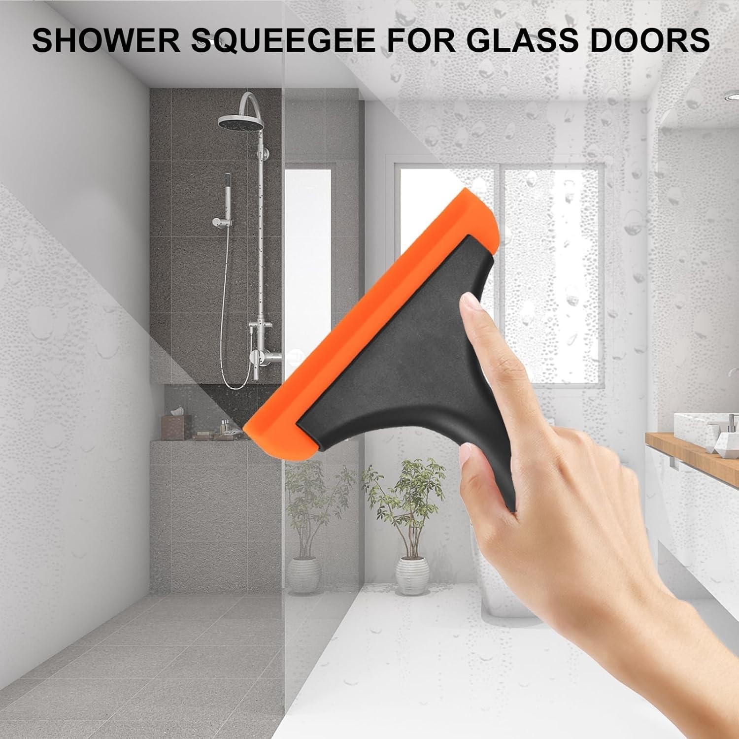 Compact Shower Squeegee with Silicone Blade for Spotless Glass – Modern Design