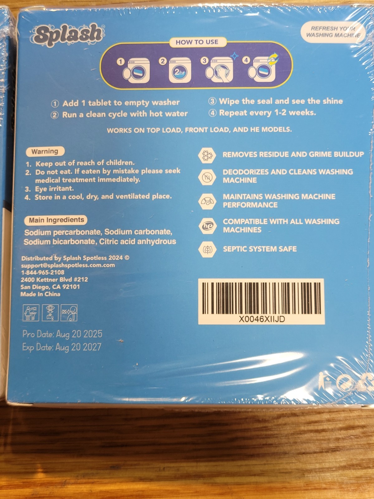 Splash Spotless Washing Machine Cleaner Tablets Deep Cleaning Formula Lot of 2