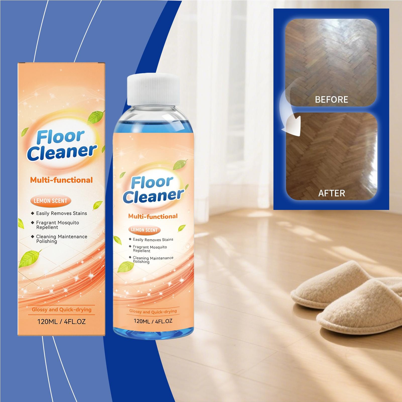 Floor Cleaner for Mopping 120ML Lemon Scent Degreaser Quick-Dry Gnat