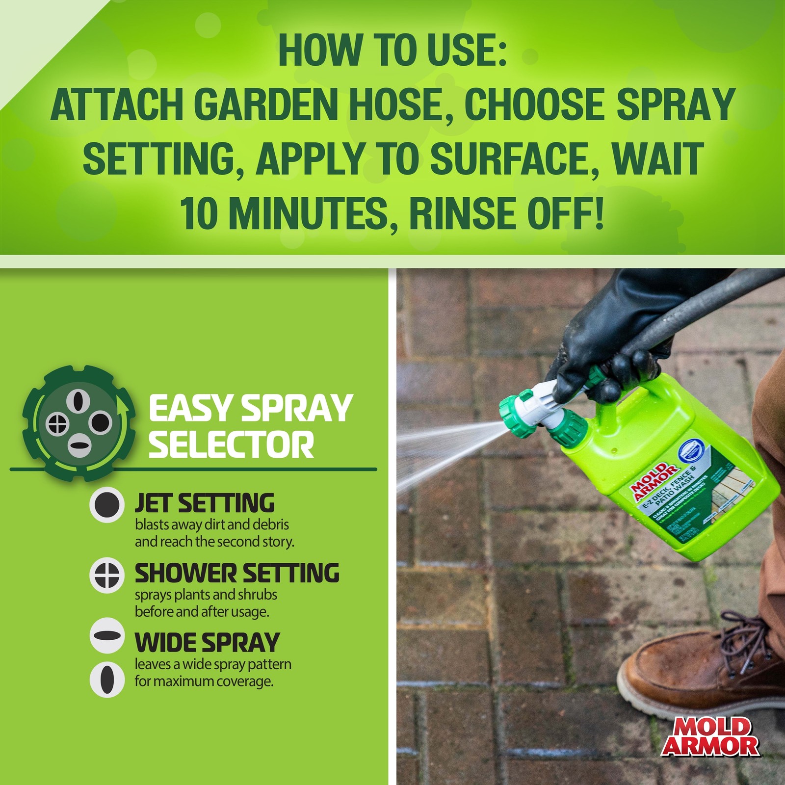 Mold Armor E-Z Deck Wash for Wood Surfaces, Composite Deck & Fence, 64 oz.